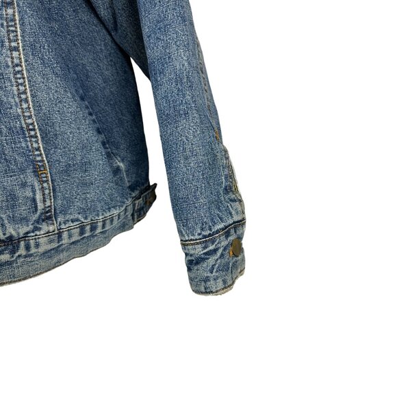 Big Dogs Womens Denim Fur Collar Jacket Large Button Up Vintage Blue - Picture 6 of 13